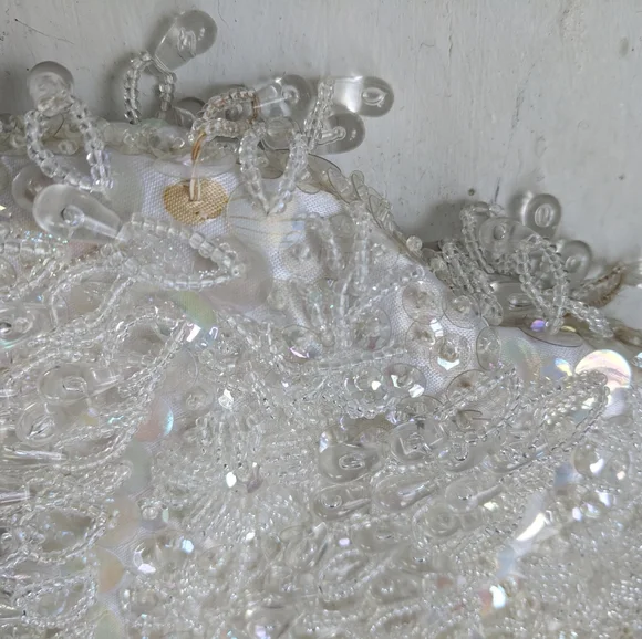 Vintage Fringe Beaded Purse Bag Party 60s Wedding Bridal - Picture 3 of 6